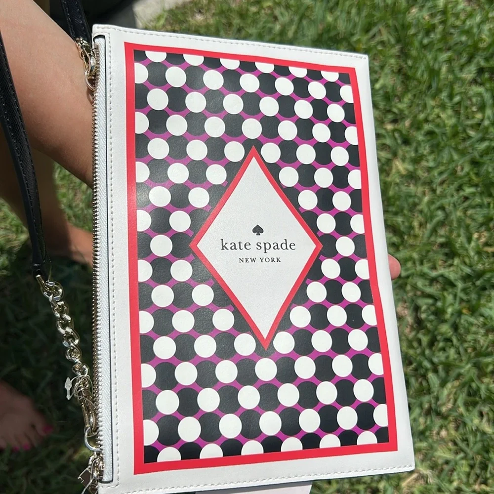 Kate Spade rare Crossbody bag 9 x 6 lucky draw white with orange black&purple - Picture 3 of 9